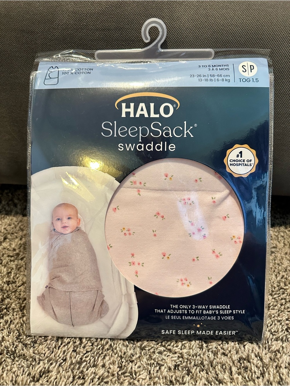 Halo Pink Floral SleepSack Swaddle - Light Pink with Tiny Rosebuds